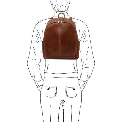 Dark Brown leather Backpacks Canberra - by Tuscany Leather