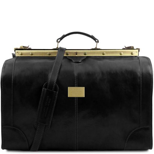 Black leather Duffel Bags Madrid - by Tuscany Leather