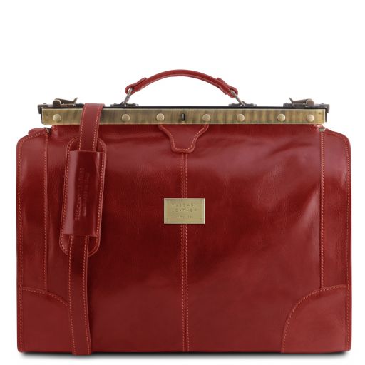 Red leather Duffel Bags Madrid - by Tuscany Leather