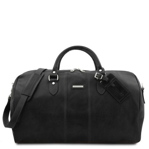 Black leather Duffel Bags Lisbona - by Tuscany Leather