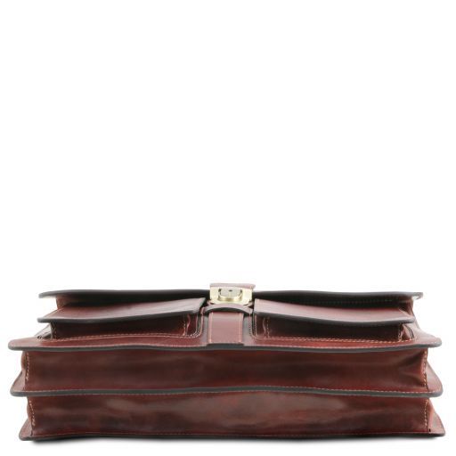 Dark Brown leather Briefcases Assisi - by Tuscany Leather