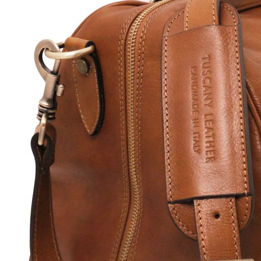 Dark Brown leather Duffel Bags Lisbona - by Tuscany Leather