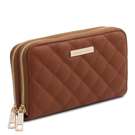 Ada - Double zip around soft leather wallet