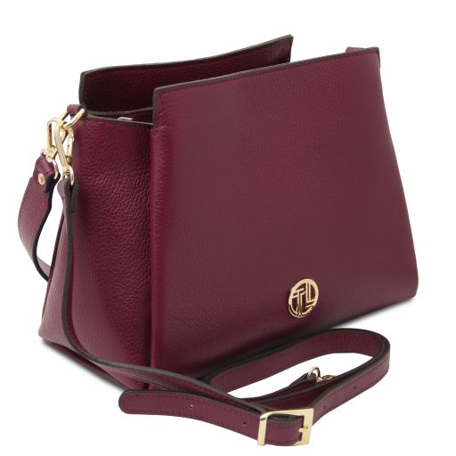 Dark Taupe leather Shoulder Bags Abby - by Tuscany Leather