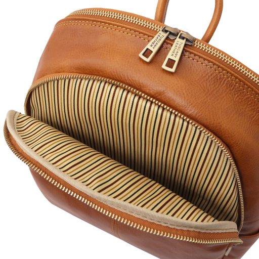 Dark Brown leather Backpacks Canberra - by Tuscany Leather
