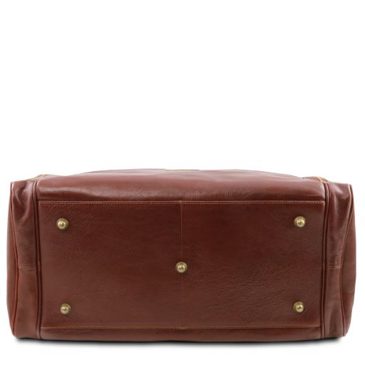 Dark Brown leather Duffel Bags TL Voyager by Tuscany Leather