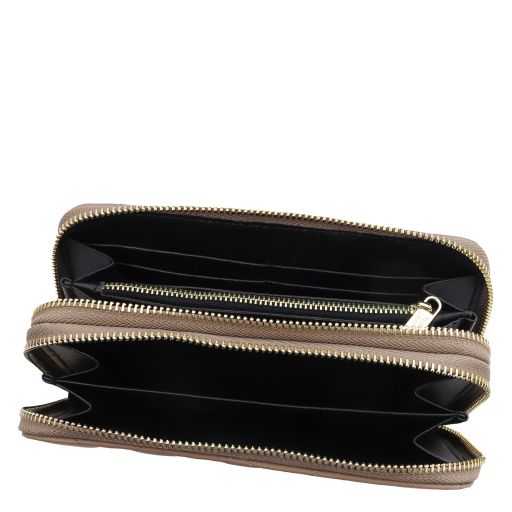 Ada - Double zip around soft leather wallet
