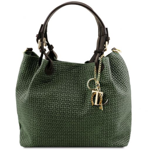 TL KeyLuck - Woven printed leather shopping bag