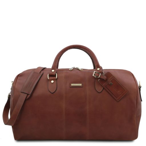 Brown leather Duffel Bags Lisbona - by Tuscany Leather