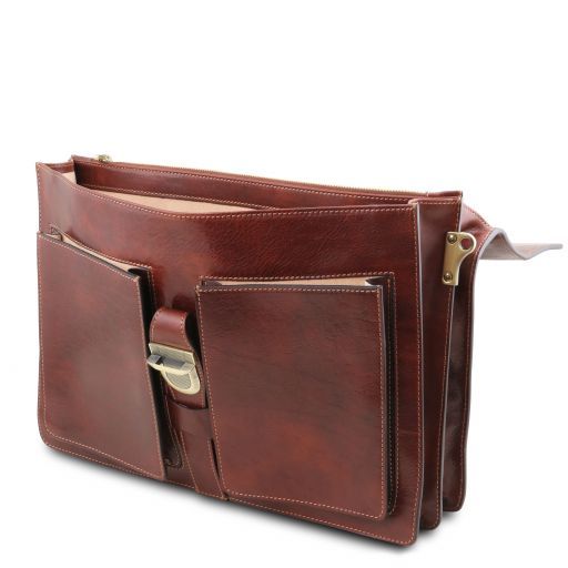 Dark Brown leather Briefcases Assisi - by Tuscany Leather