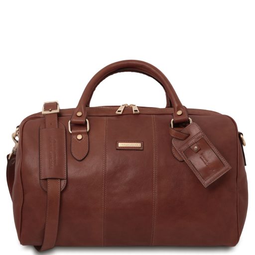 Brown leather Duffel Bags Lisbona - by Tuscany Leather