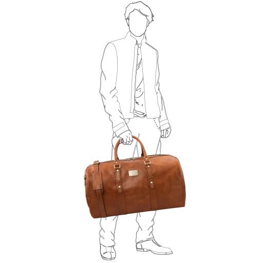 Dark Brown leather Duffel Bags Francoforte - by Tuscany Leather