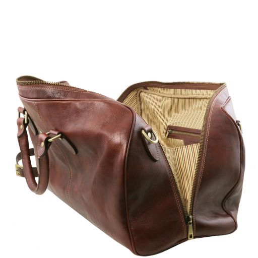 Black leather Duffel Bags Lisbona - by Tuscany Leather