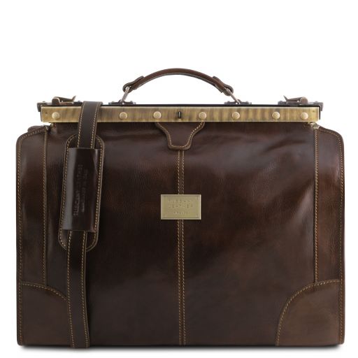 Dark Brown leather Duffel Bags Madrid - by Tuscany Leather