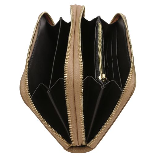 Ada - Double zip around soft leather wallet
