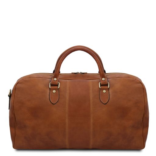 Dark Brown leather Duffel Bags Lisbona - by Tuscany Leather