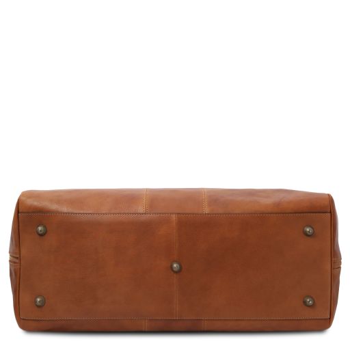 Dark Brown leather Duffel Bags Lisbona - by Tuscany Leather