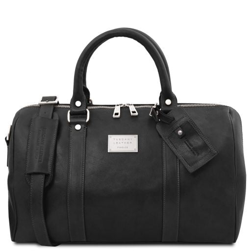 Black leather Duffel Bags TL Voyager by Tuscany Leather