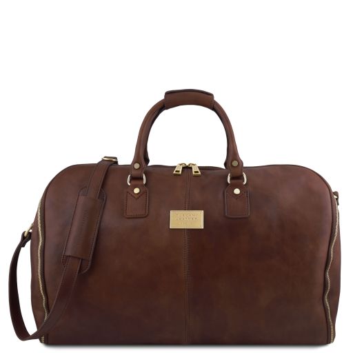 Dark Brown leather Garment Bags Antigua - by Tuscany Leather