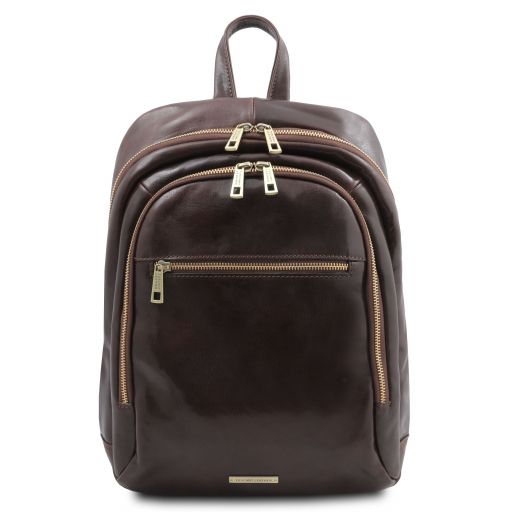 Dark Brown leather Backpacks Perth - by Tuscany Leather
