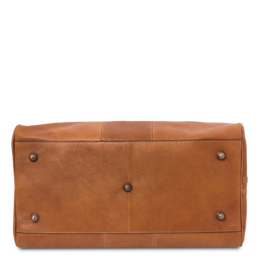 Dark Brown leather Duffel Bags Lisbona - by Tuscany Leather