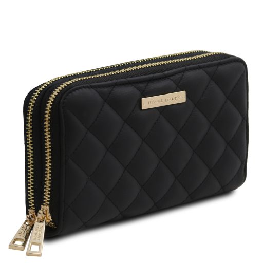 Ada - Double zip around soft leather wallet