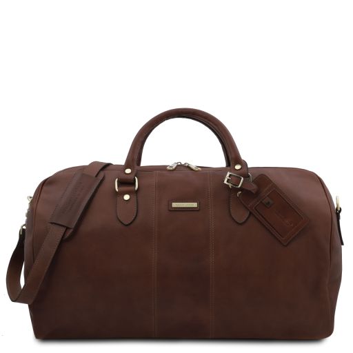 Dark Brown leather Duffel Bags Lisbona - by Tuscany Leather