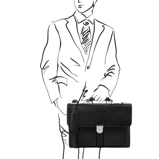 Dark Brown leather Briefcases Assisi - by Tuscany Leather