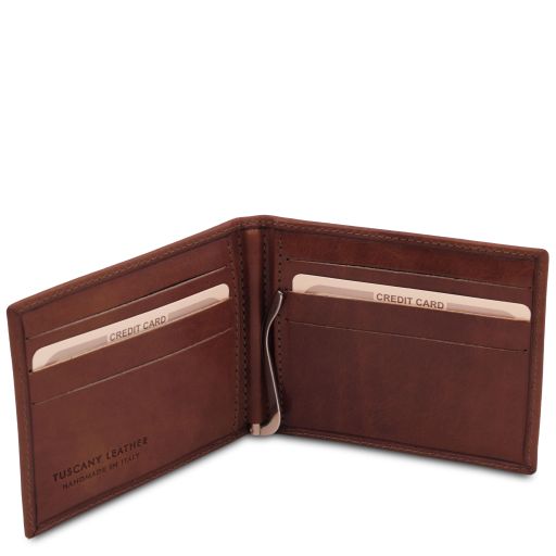 Exclusive leather card holder with money clip
