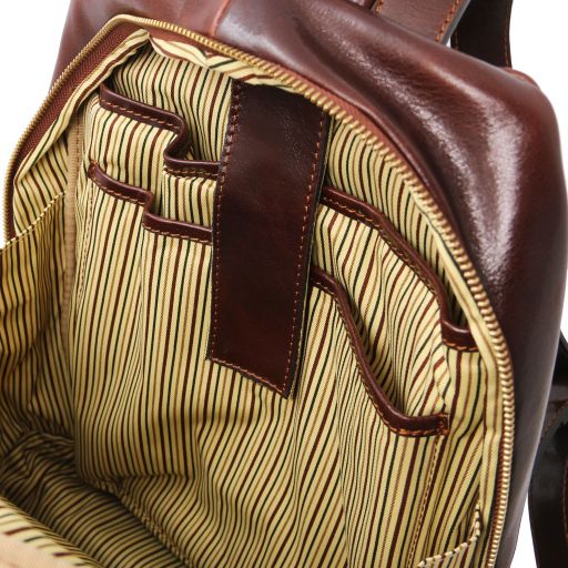 Dark Brown leather Backpacks Perth - by Tuscany Leather