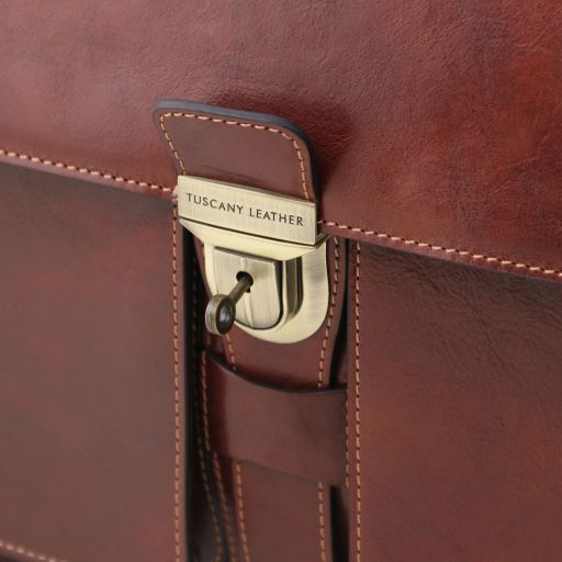 Dark Brown leather Briefcases Assisi - by Tuscany Leather