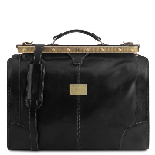 Black leather Duffel Bags Madrid - by Tuscany Leather