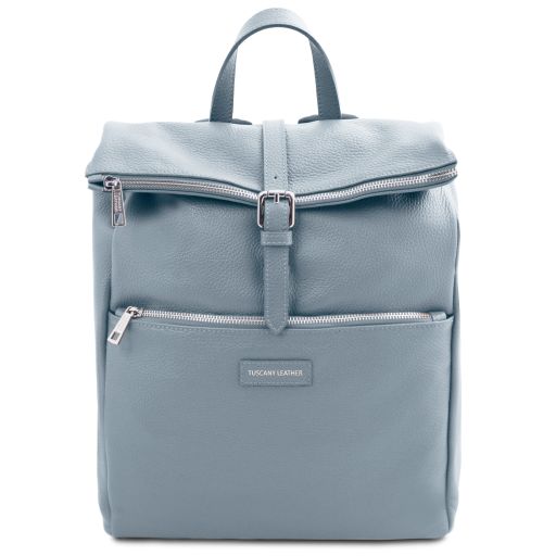 Light Blue leather Backpacks Denver - by Tuscany Leather
