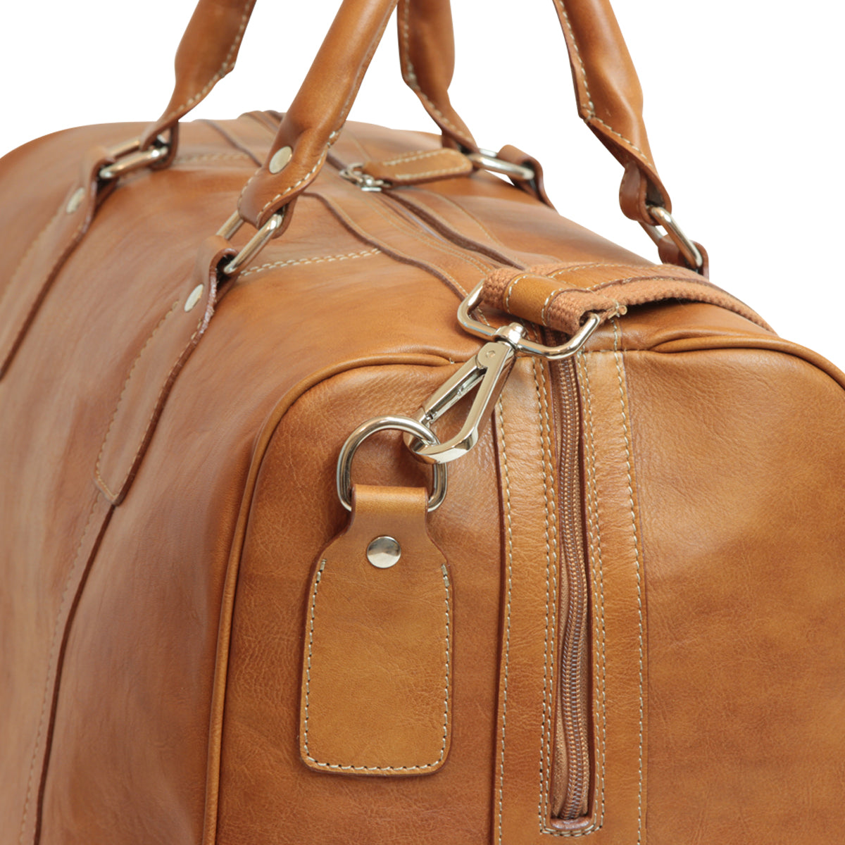 Premium Oiled Calfskin Leather Travel Bag - Colonial Brown