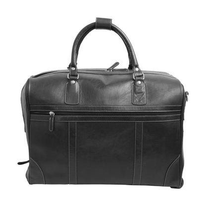 Premium Oiled Calfskin Leather Duffel Bag - Black