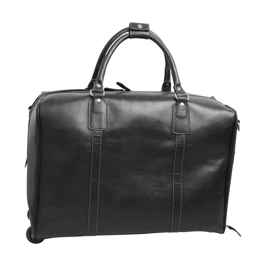 Premium Oiled Calfskin Leather Duffel Bag - Black