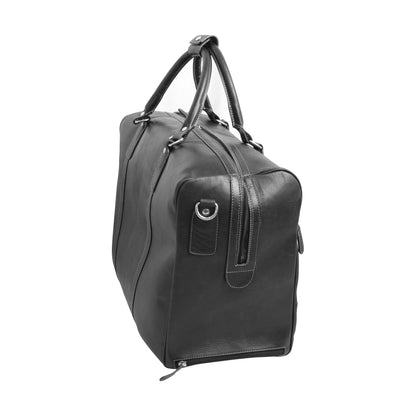 Premium Oiled Calfskin Leather Duffel Bag - Black