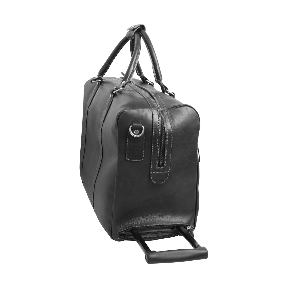 Premium Oiled Calfskin Leather Duffel Bag - Black