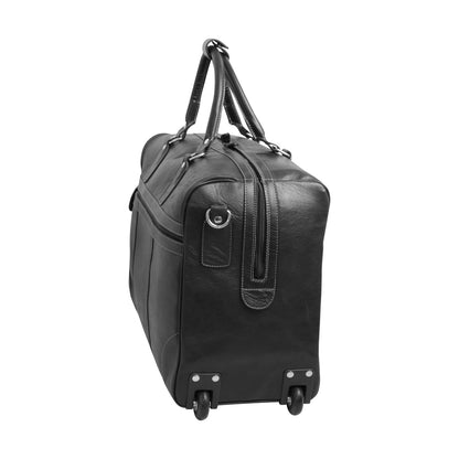 Premium Oiled Calfskin Leather Duffel Bag - Black