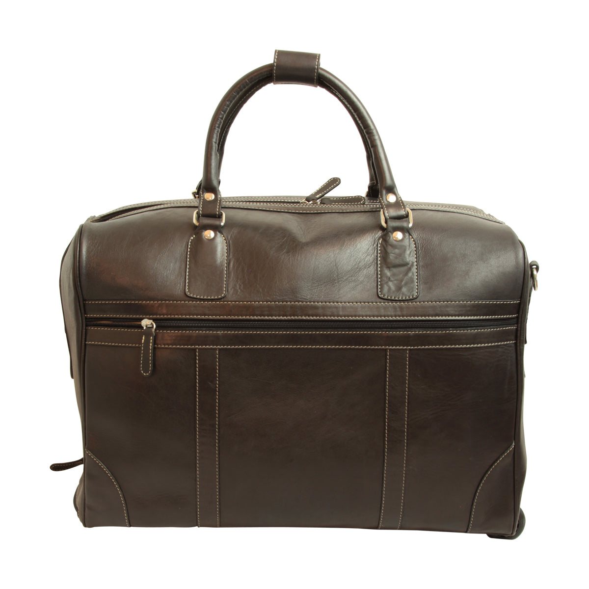 Premium Oiled Calfskin Leather Travel Bag - Dark Brown