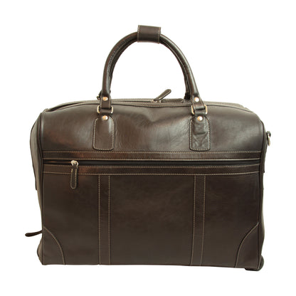 Premium Oiled Calfskin Leather Travel Bag - Dark Brown