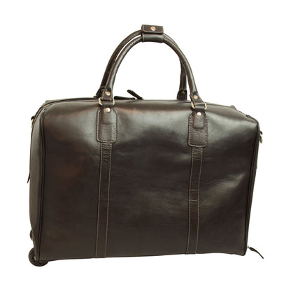 Premium Oiled Calfskin Leather Travel Bag - Dark Brown