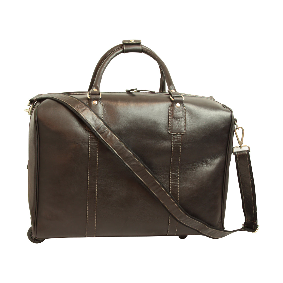 Premium Oiled Calfskin Leather Travel Bag - Dark Brown
