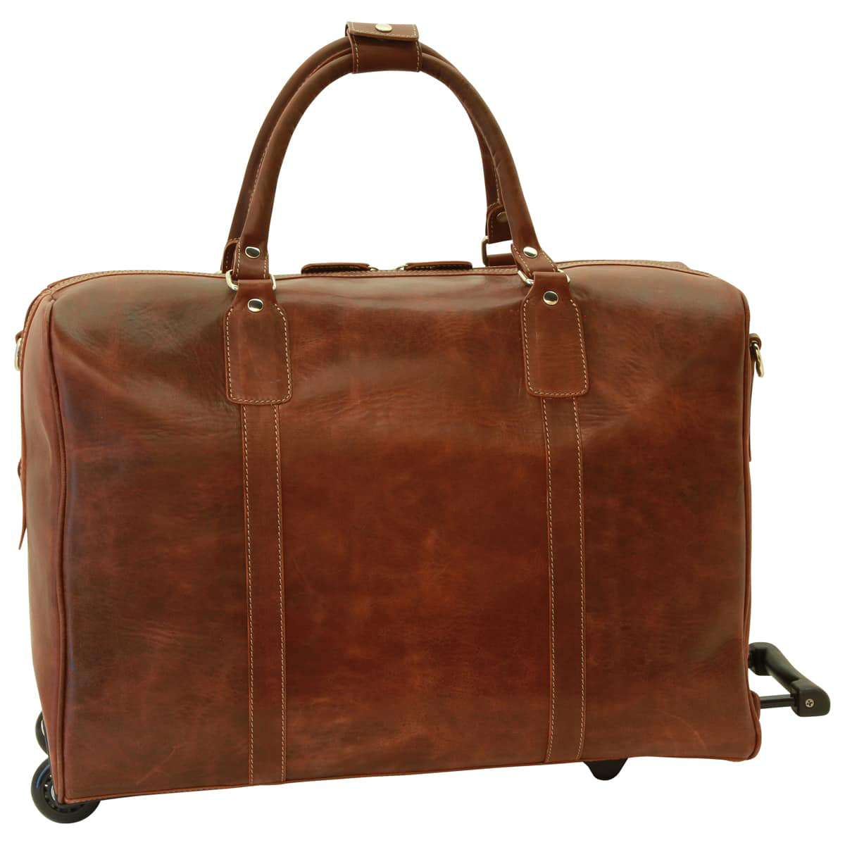 Premium Oiled Calfskin Leather Travel Bag - Chestnut