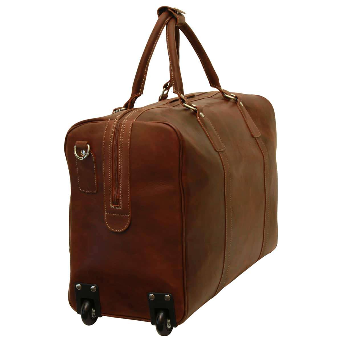 Premium Oiled Calfskin Leather Travel Bag - Chestnut