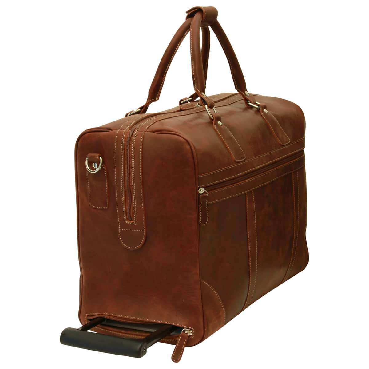 Premium Oiled Calfskin Leather Travel Bag - Chestnut