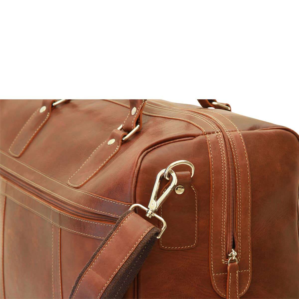Premium Oiled Calfskin Leather Travel Bag - Chestnut