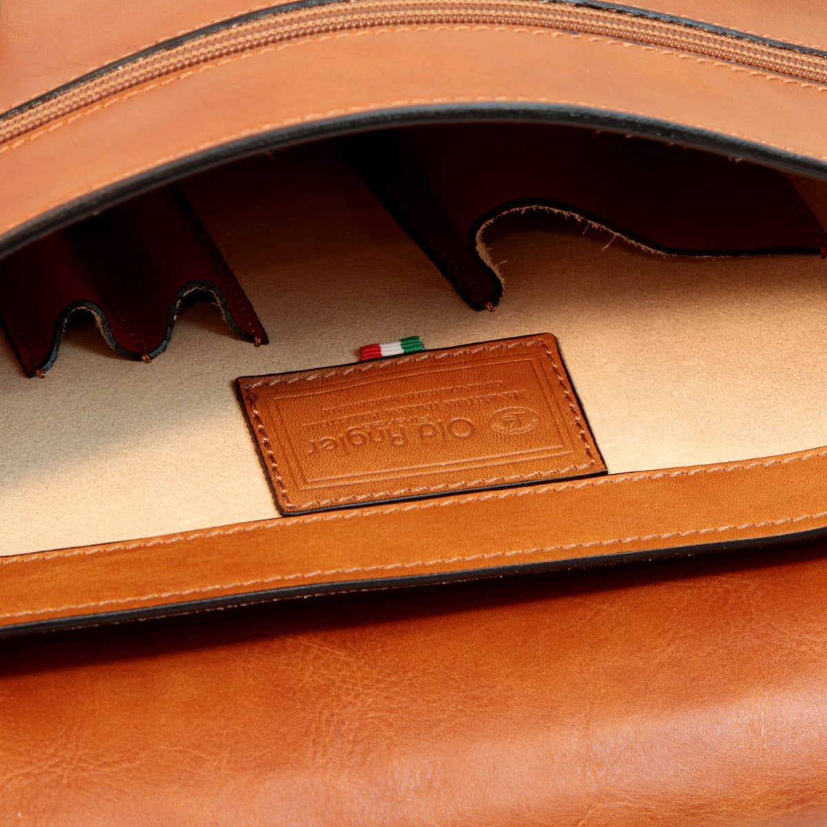 Leather Briefcase With Buckle Closures - Brown Colonial