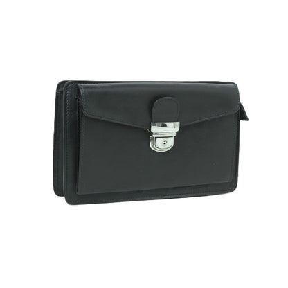 Full Grain Leather Clutch  - Black