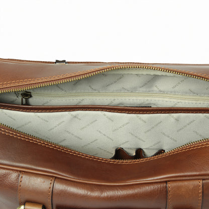 Soft Calfskin Leather Briefcase - Chestnut